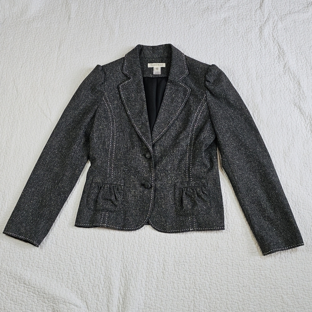 White House Black Market Gray Top Stitched Blazer